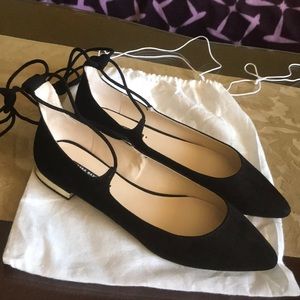 ZARA (tie-up leg) suede flats